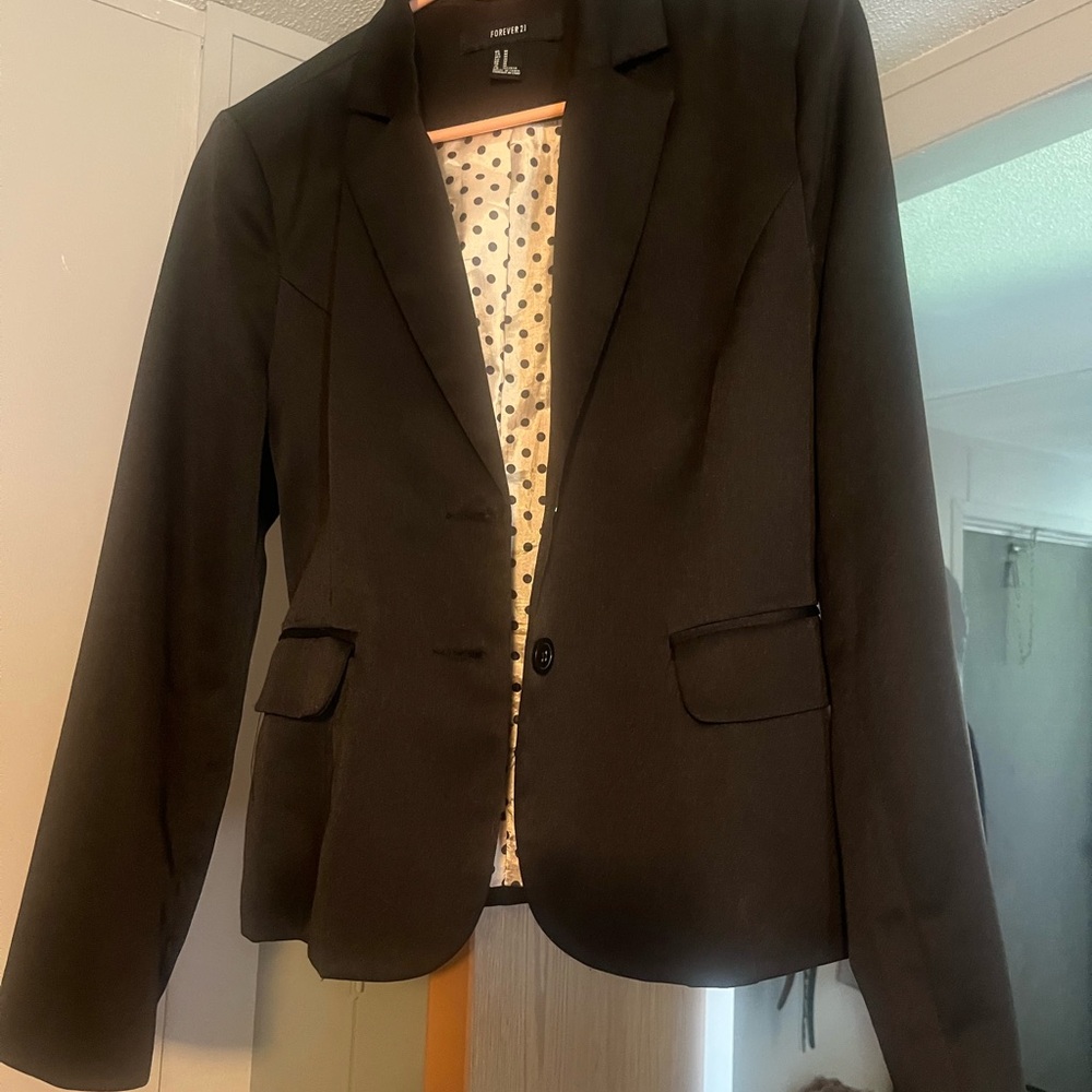 Forever 21 Black Blazer Classic Tailored Suit Jacket